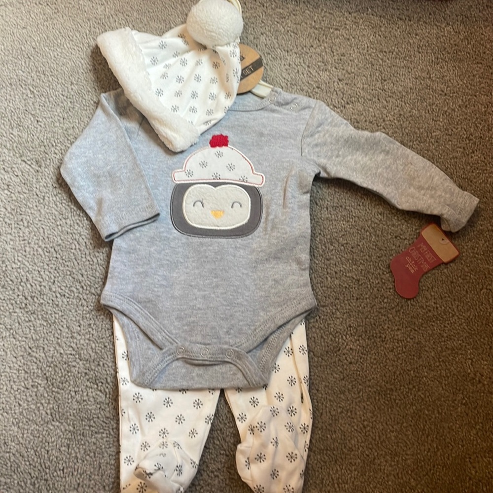 Chick pea 3 piece set Christmas outfit 0-3m unisex NWT